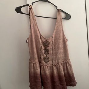 A brown and cream top